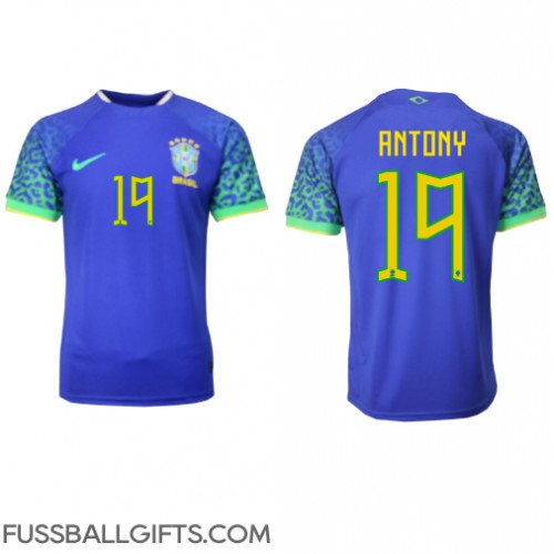 Brasilien Antony #19 Fußballbekleidung Auswärtstrikot WM 2022 Kurzarm